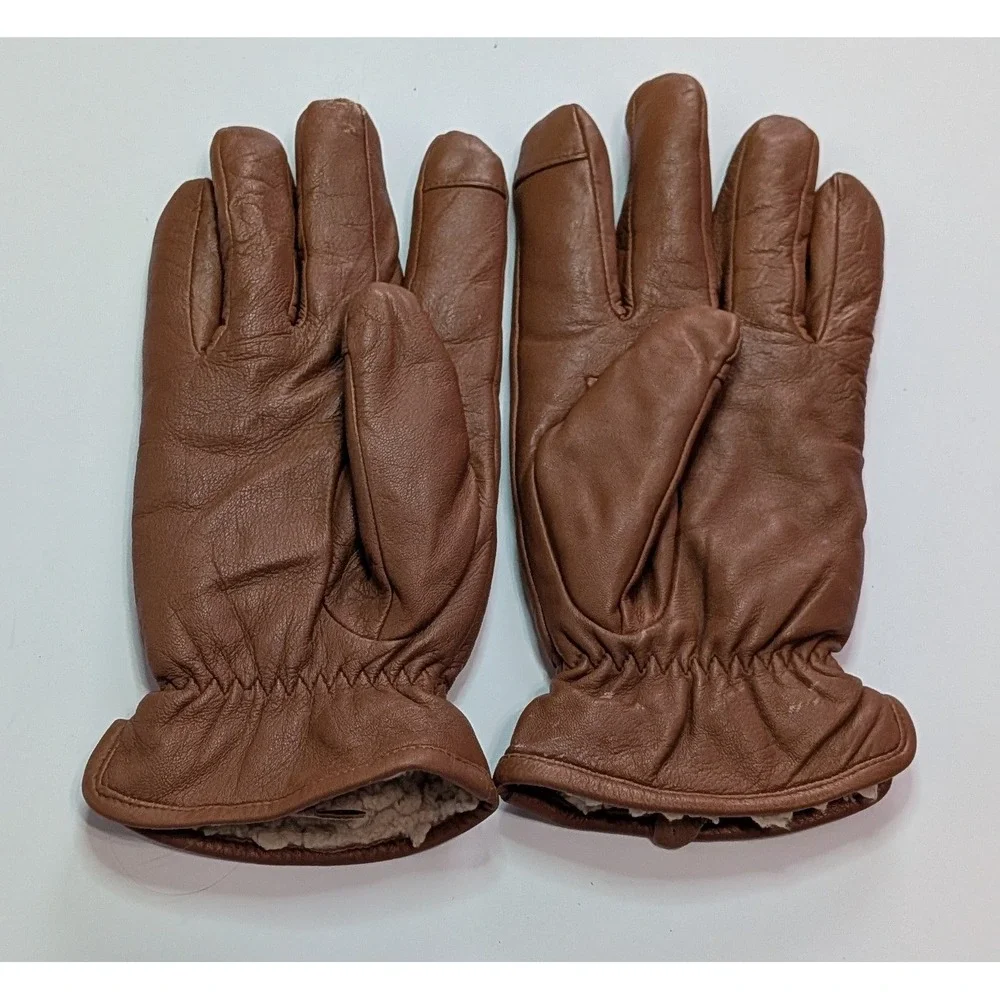Unbranded Leather Gloves Women Medium Brown Excellent Shearling Lined Winter